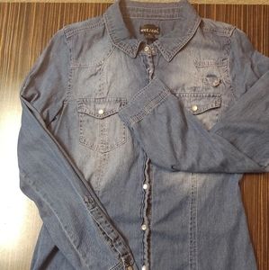 Wet Seal Peace and Love denim button down
